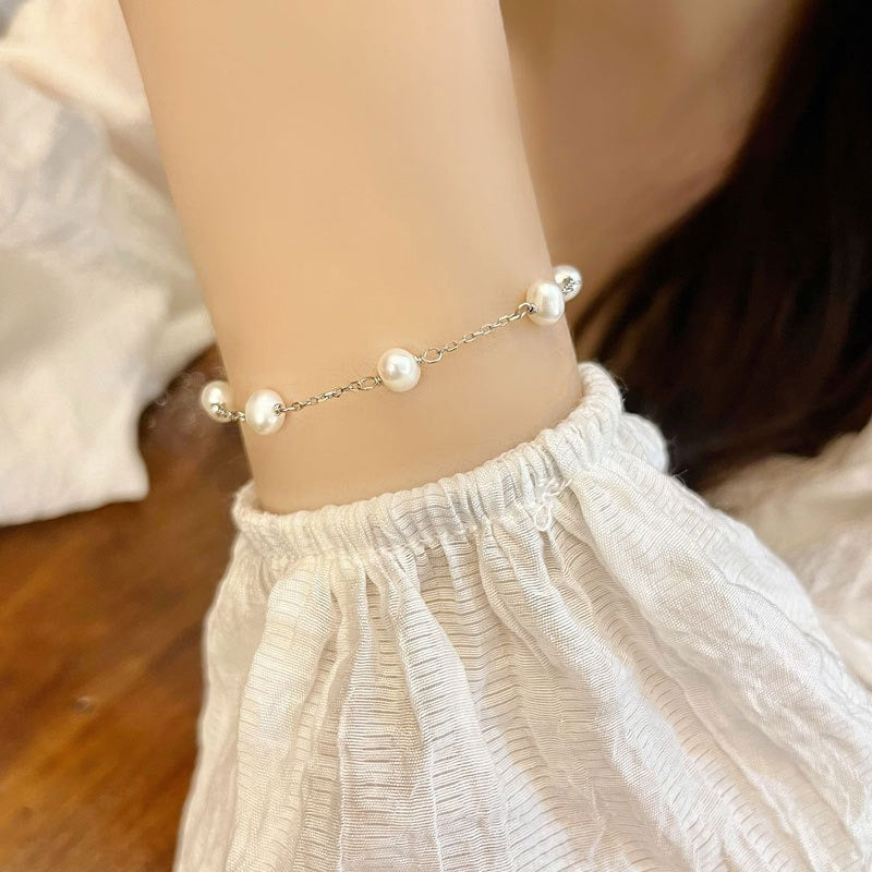 925 Sterling Silver Natural Freshwater Pearl Bracelet