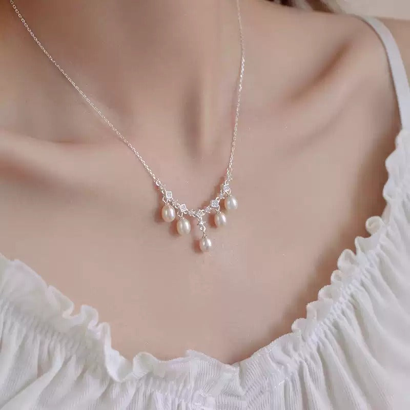 S925 Sterling Silver Natural Freshwater Pearl Necklace