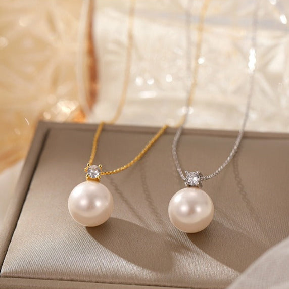 S925 Pure Silver Single Pearl Necklace, Collar Necklace
