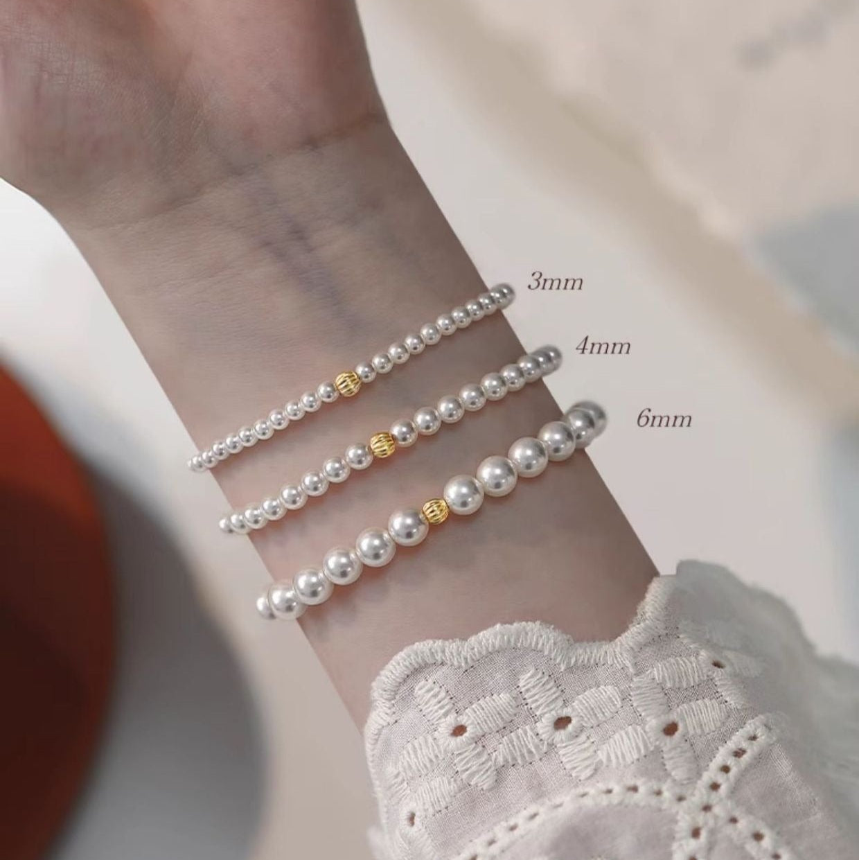 Sterling Silver Freshwater Pearl Bracelet, Round Millet Bead Bracelet