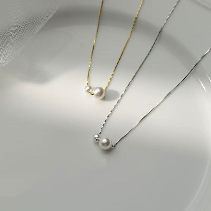 925 Pure Silver Pearl Necklace, High-end Collar Chain