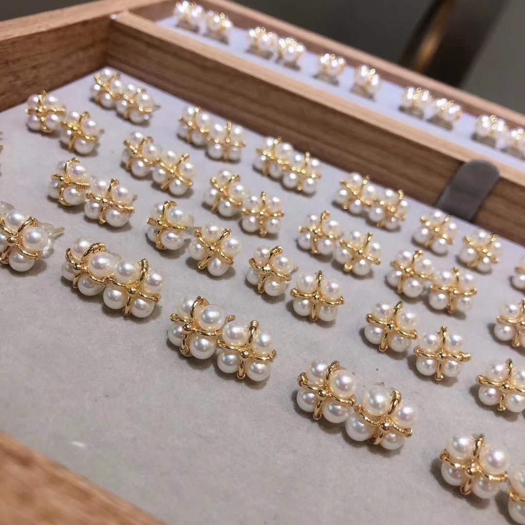 Natural Light Pearl Earrings 925 Sterling Silver