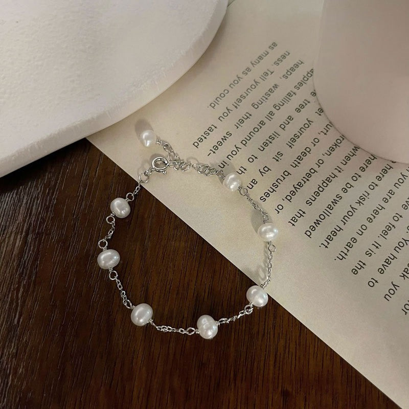 925 Sterling Silver Natural Freshwater Pearl Bracelet