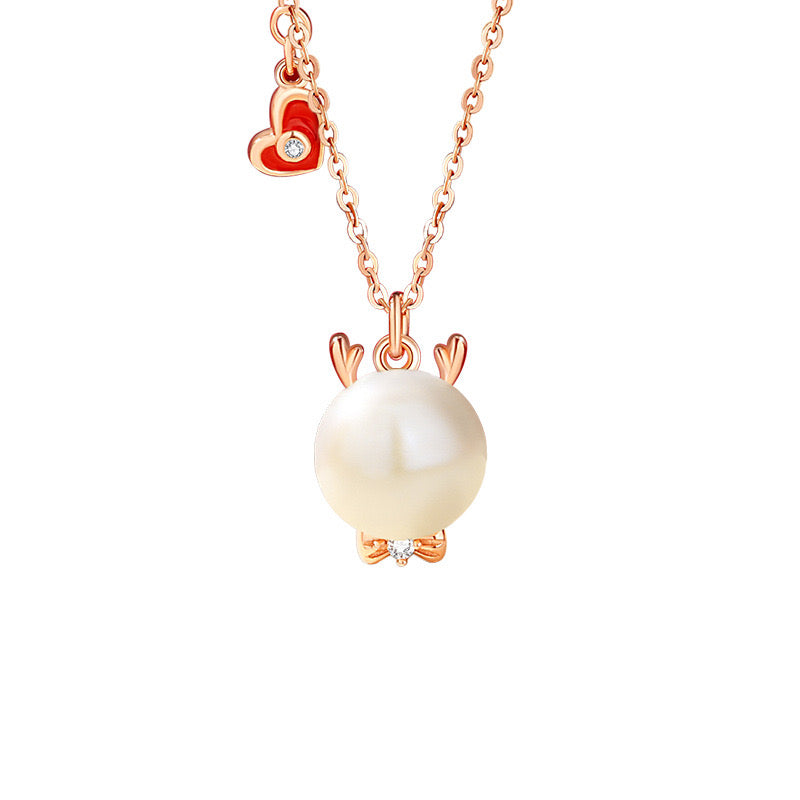 Sterling Silver Natural Freshwater Pearl Necklace Bow Collarbone Chain