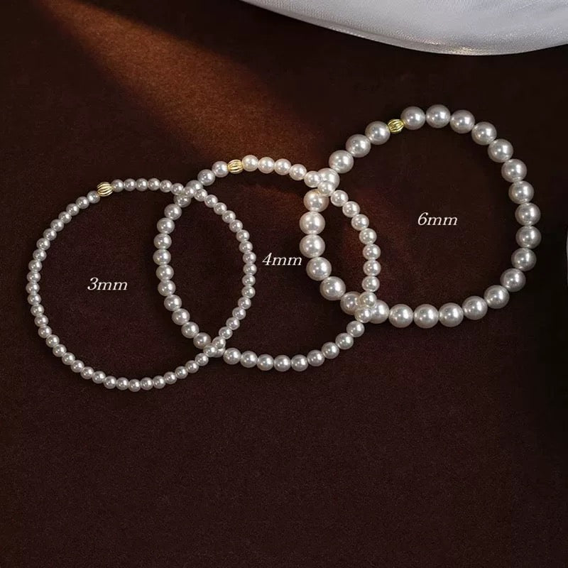 Sterling Silver Freshwater Pearl Bracelet, Round Millet Bead Bracelet