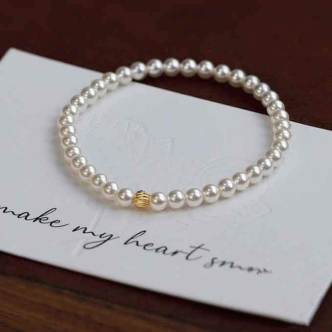 Sterling Silver Freshwater Pearl Bracelet, Round Millet Bead Bracelet
