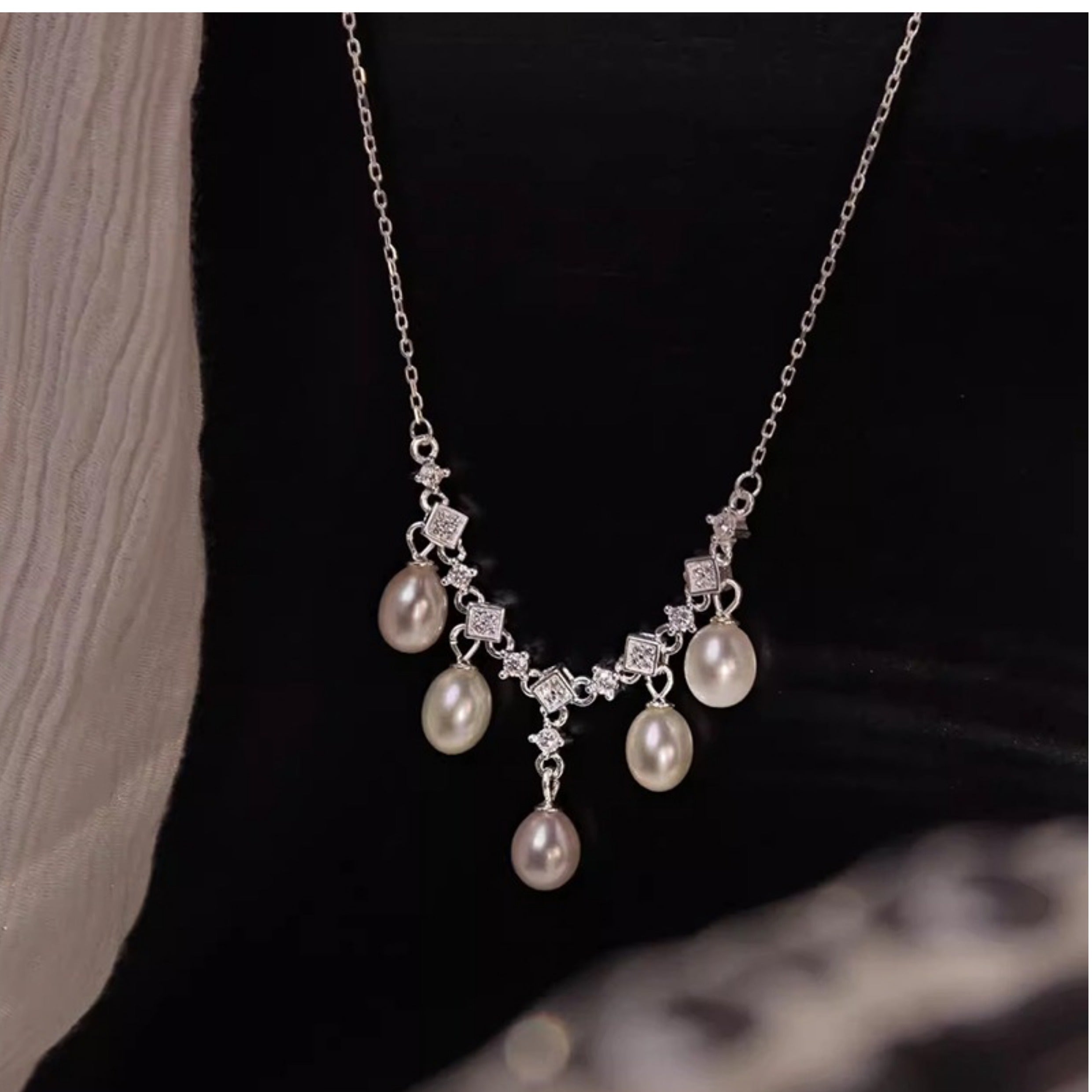 S925 Sterling Silver Natural Freshwater Pearl Necklace