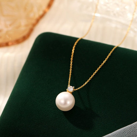 S925 Pure Silver Single Pearl Necklace, Collar Necklace