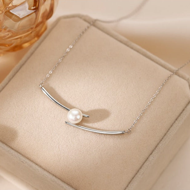 925 Sterling Silver Freshwater Pearl Necklace Collarbone Chain