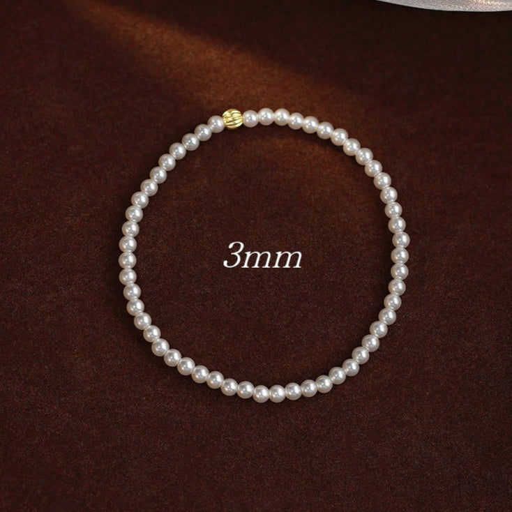 Sterling Silver Freshwater Pearl Bracelet, Round Millet Bead Bracelet