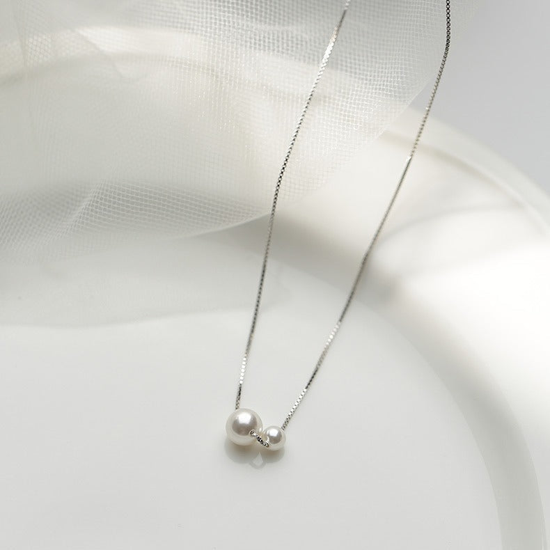 925 Pure Silver Pearl Necklace, High-end Collar Chain