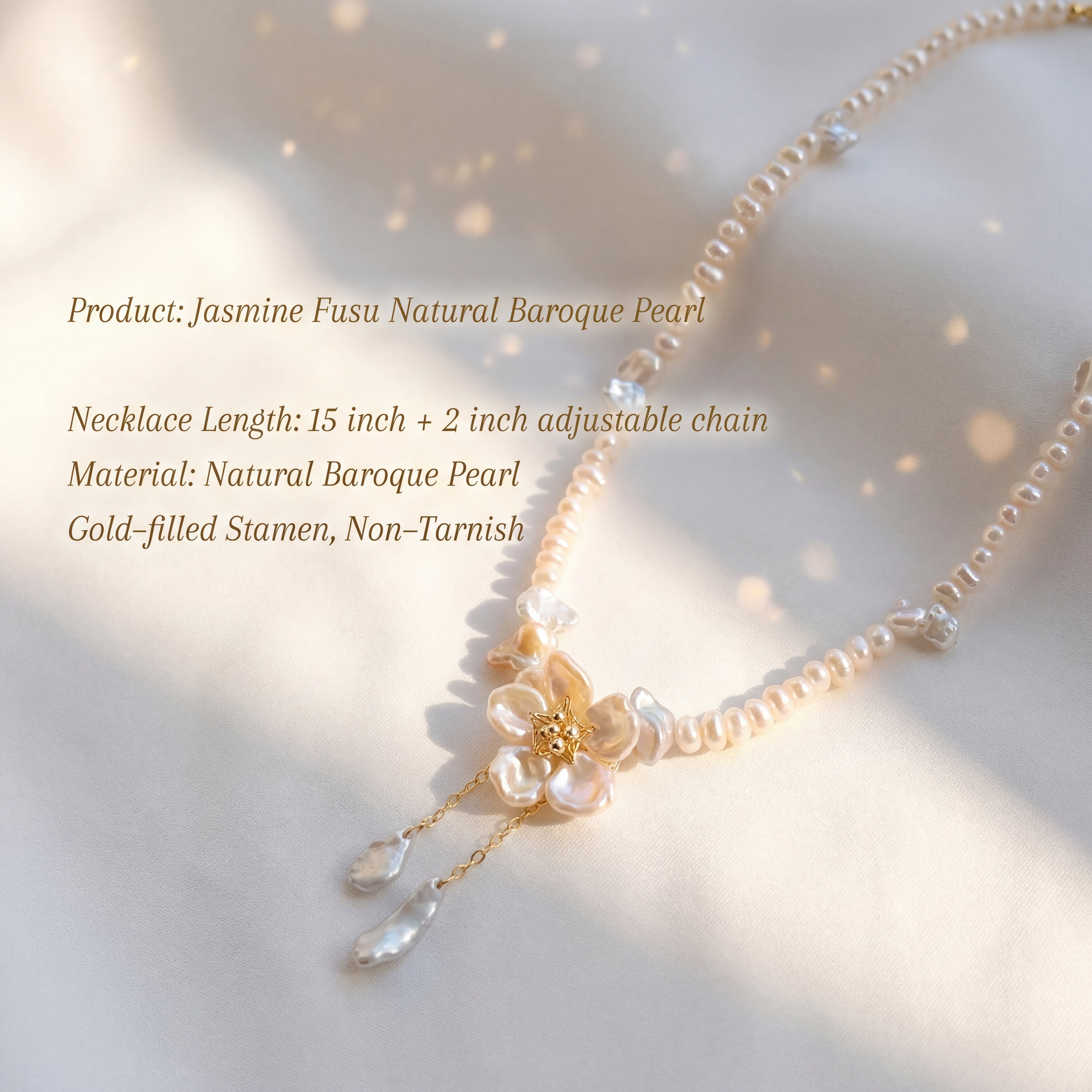 Handmade Baroque Pearl Flower Choker - Dainty Floral Tassel Necklace