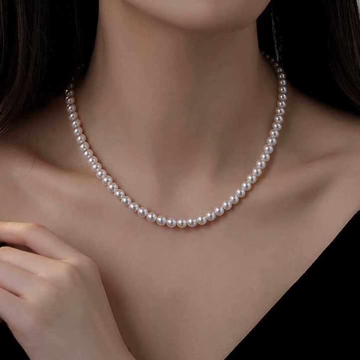 Handmade DIY Pearl Jewelry White AK Pearl Necklace