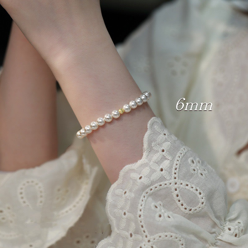 Sterling Silver Freshwater Pearl Bracelet, Round Millet Bead Bracelet