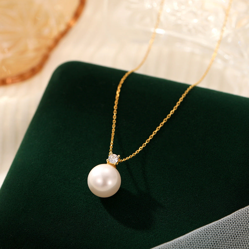 S925 Pure Silver Single Pearl Necklace, Collar Necklace