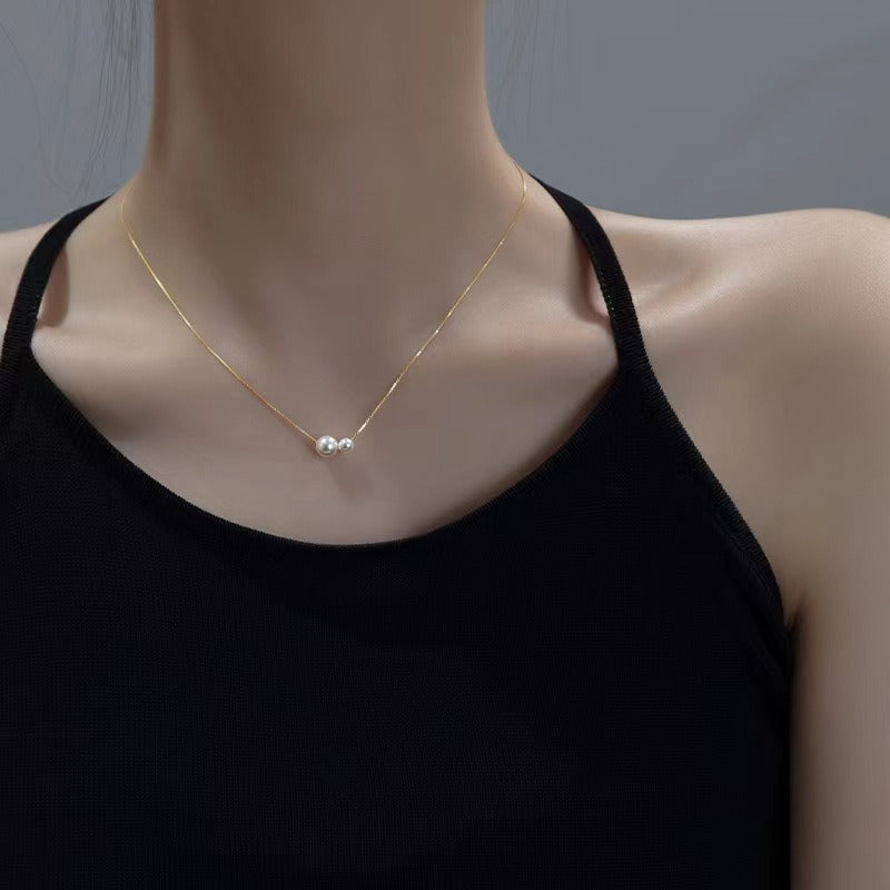 925 Pure Silver Pearl Necklace, High-end Collar Chain