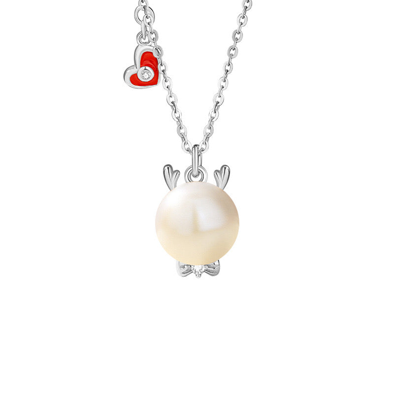 Sterling Silver Natural Freshwater Pearl Necklace Bow Collarbone Chain